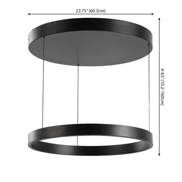 Jense 23.75" Minimalist Modern Metal Adjustable Dimmable Ring LED Pendant - JONATHAN Y